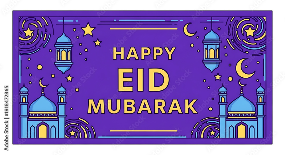 Obraz premium Happy eid mubarak celebration banner
