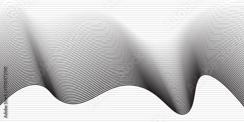 Landscape geodetic topographic map background. Black topographic lines. Line texture. Transparent background, vector.