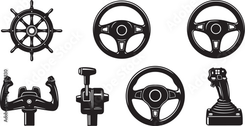 Collection of various vehicle and ship steering wheel controls