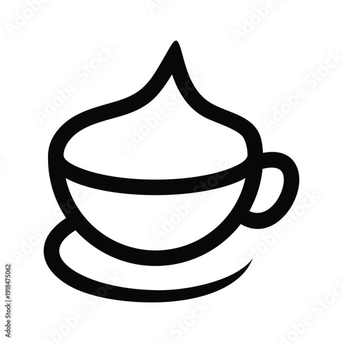 The icon above displays a simple illustration of a cup and saucer with a black outline. The design is minimalist and clean, without detailed colors or shadows, so it looks like an icon or symbol.