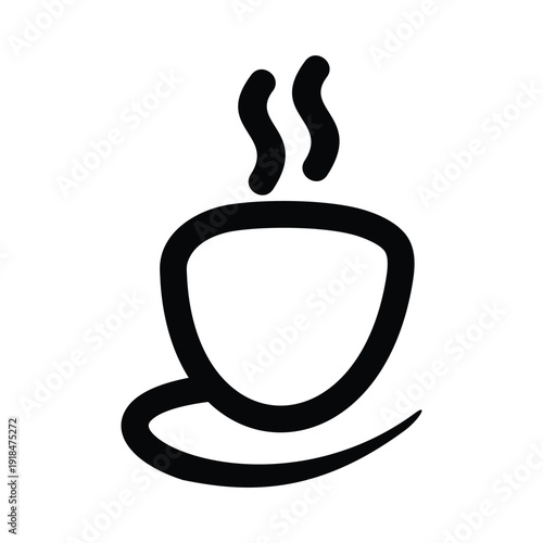 The icon above displays a simple illustration of a cup and saucer with a black outline. The design is minimalist and clean, without detailed colors or shadows, so it looks like an icon or symbol.