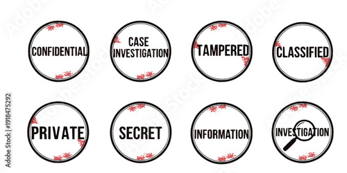Confidential red ink rubber stamp sign symbol grunge effect vector illustration design confidential case investigation tampon classified private secret information