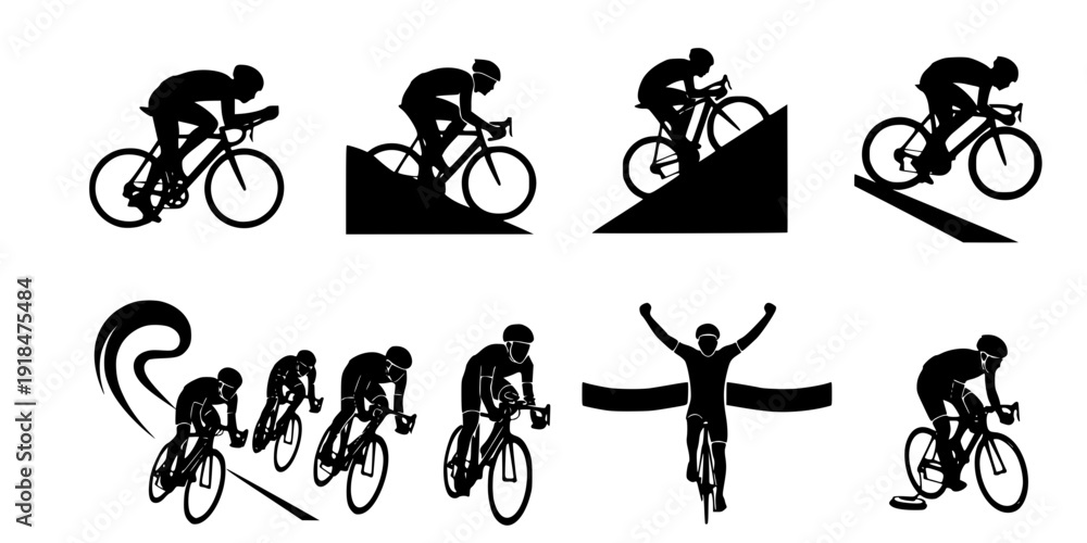 Naklejka premium high quality race bicyclist silhouette - vector. Transparent background PNG, cutout 