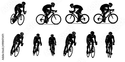 high quality race bicyclist silhouette - vector. Transparent background PNG, cutout
