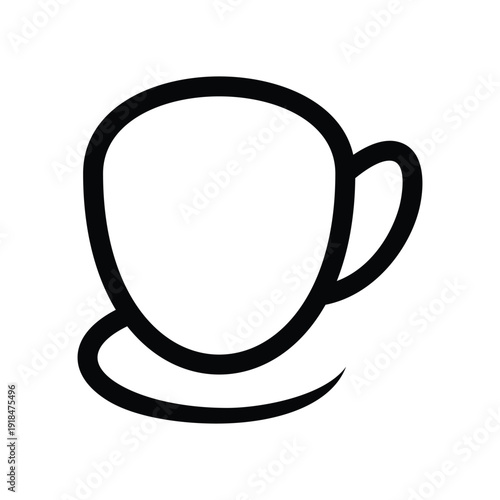 The icon above displays a simple illustration of a cup and saucer with a black outline. The design is minimalist and clean, without detailed colors or shadows, so it looks like an icon or symbol.