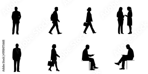 People silhouettes in elevation side view | Architecture people | silhouettes of people | 2D people | Section Elevation View | Architectural drawing people | characters 