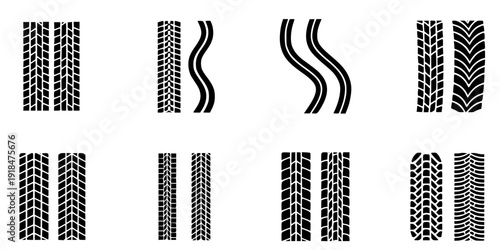 Background with tire wheel marks of cars. Vector illustration
