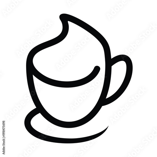 The icon above displays a simple illustration of a cup and saucer with a black outline. The design is minimalist and clean, without detailed colors or shadows, so it looks like an icon or symbol.