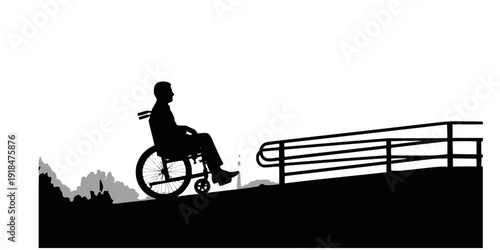 set of black Clean vector icon of a wheelchair silhouette
