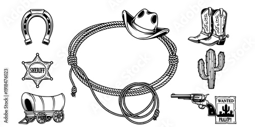 A large collection of old western design elements, embellishment, borders and divider lines.
