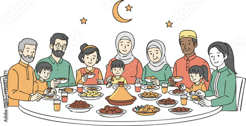 Celebrating togetherness under the crescent moon with family and friends