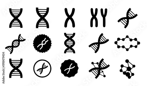 SEO Title
Modern Colorful DNA Helix and Genetic Research Icon Collection Vector