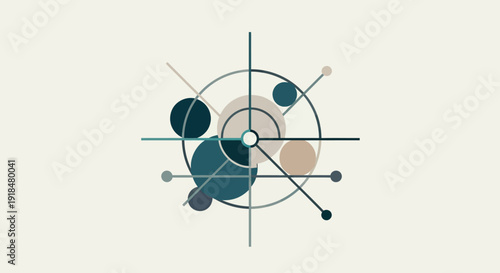Abstract geometric shapes intersecting in a circular formation, viewed from directly above, showcasing modern design elements and spatial relationships in a digital illustration.