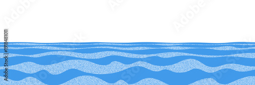 Ripples and water waves, seamless border sea surface, vector natural background, noisy texture
