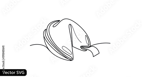 Minimalist Fortune Cookie Line Art - Vector Illustration