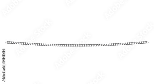 Single Twisted Rope Line on White Background - Nautical, Maritime, Strength