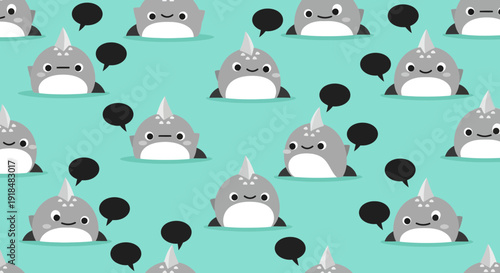 cute cartoon narwhals pattern, ocean background