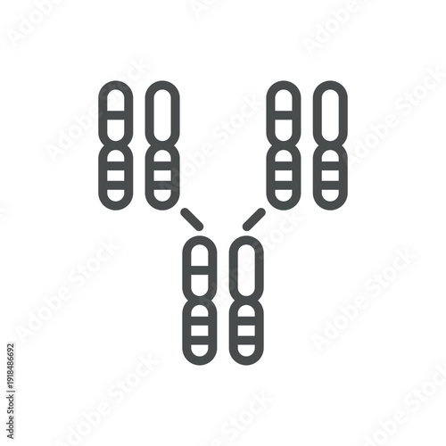 Genetic Inheritance Icon, Outline Chromosome Heredity Diagram, Family Genetics, Trait Transmission and DNA Lineage Symbol
