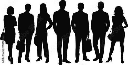 Business professionals silhouette, teamwork concept, corporate diversity, office culture, career people, leadership group, modern workforce, business attire, unity in workplace