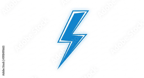 Electric blue lightning bolt icon with white outline on plain white background symbolizing energy and power