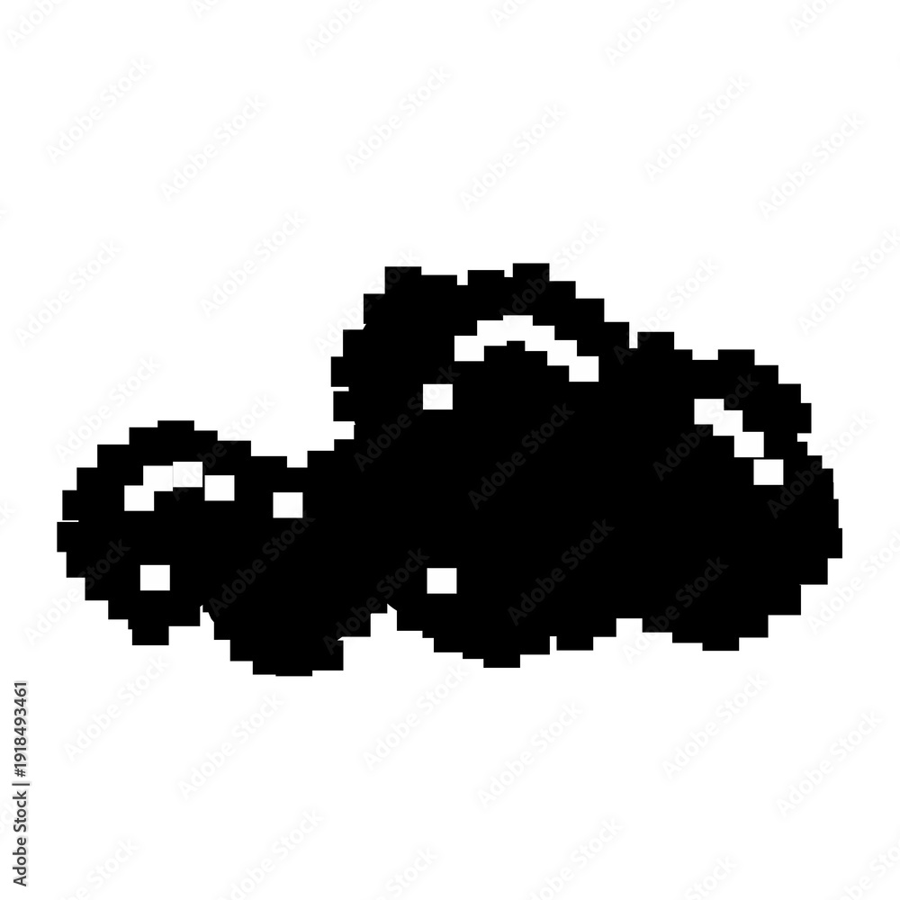 Fototapeta premium cloud silhouette icon with pixel style shape on white background