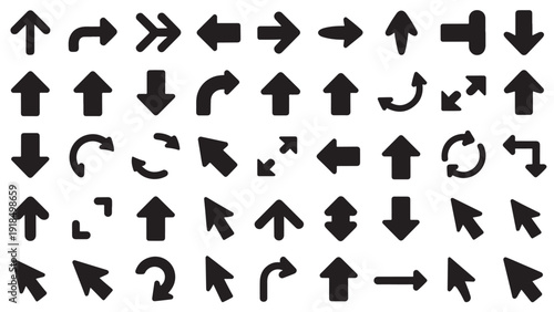Minimalist arrow navigation directional icon set variations