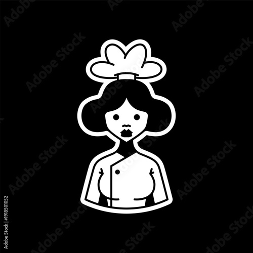 Modern Minimalist Female Chef Icon Illustration.eps