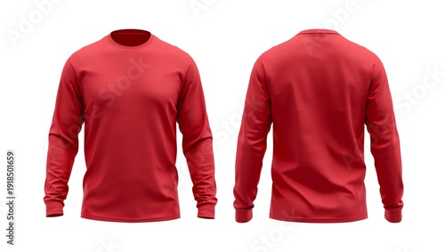 Red Long Sleeved Shirt Design Template
