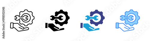 Service icon set multiple style collection