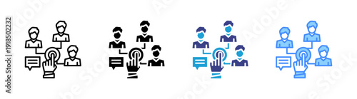 Interaction icon set multiple style collection