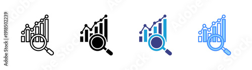 Analysis icon set multiple style collection