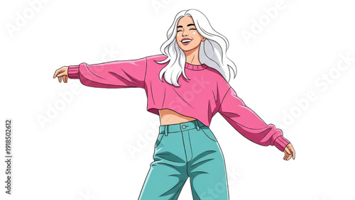 Abstract Celebration of Feminine Joy Through Energetic Dance Motion