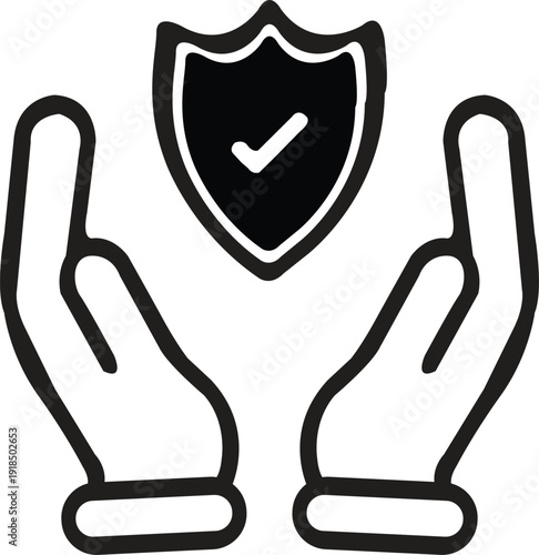 Hands protecting safety shield.