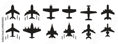 Airplane Icon Set – Aircraft Flat Style Vector Collection,Set airplane icon. Aircrafts flat style - stock vector