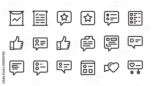 Minimalist communication feedback interaction icon set variations