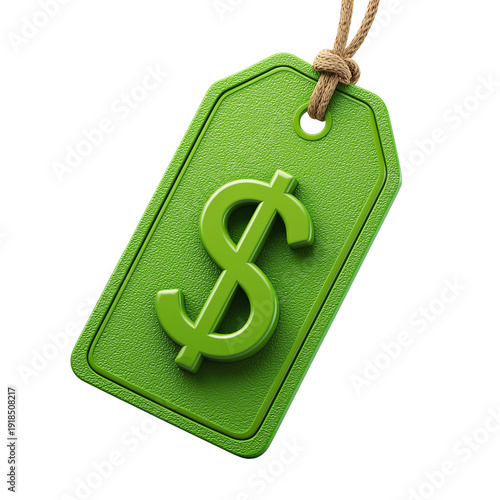 Wallpaper Mural A green price tag with a dollar sign on a brown string a for shopping and finance concepts isolated on transparent background Torontodigital.ca