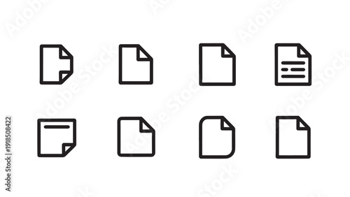 Minimalist document and folder file management icon set variations