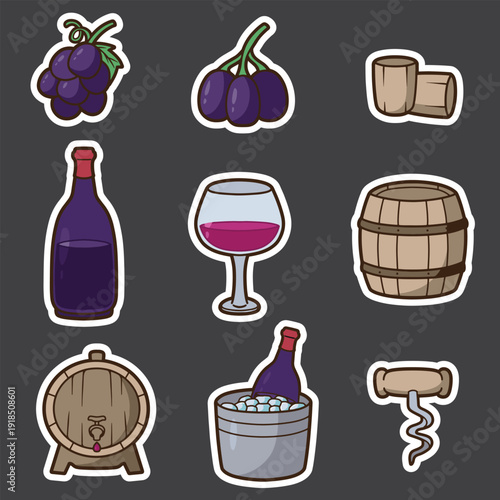 set of wine good for sticker, badge, element design, print design, etc