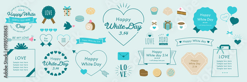 くすんだブルーのホワイトデーデザインアイデアセット