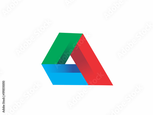 Free Download Modern Geometric Triangle Logo with Colorful Gradient Ribbon, Abstract 3D Connectivity Icon for Tech and Business Branding. - GFXLoad