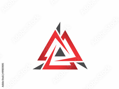 Modern Abstract Geometric Triangle Logo Design, Red and Gray Strength Concept