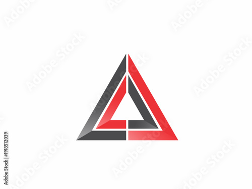 Abstract Geometric Triangle Logo with Red and Grey Gradient, Modern Professional Corporate Identity Design.