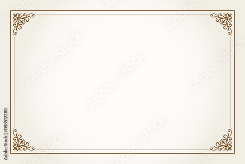 セピアの紙に配置された単独のヨーロピアンビンテージフレームの背景素材、ベクターデザインイラストレーション