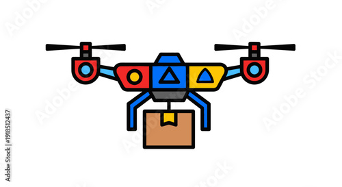 Drone Delivering Box in Air