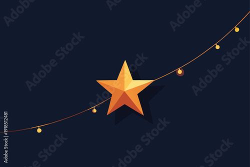 A bright light string elegantly shaped like a star, radiating warmth and festive charm, vector illustration.