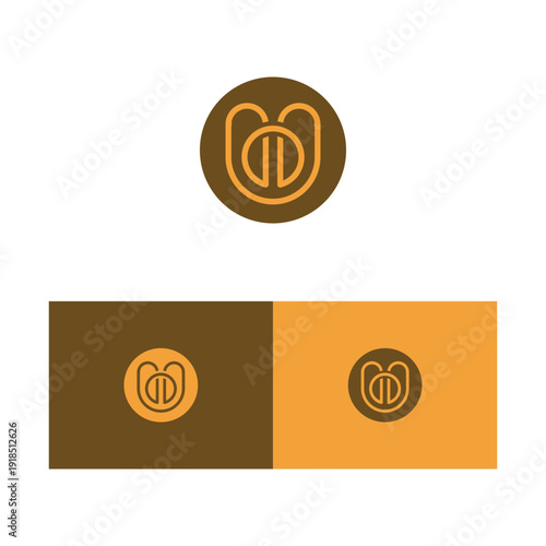 this image is a flat logo design that depicts an initial U in simple connected line style inside a round shape  that can be used as an app logo