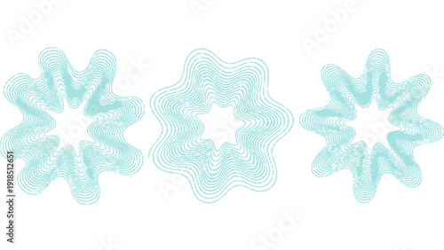 Three pale blue watercolor flower shapes arranged in a row for decorative floral illustration.