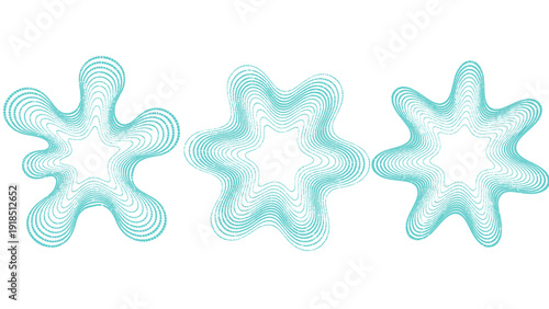 Three light blue starfish silhouettes arranged in a row, natural marine forms.