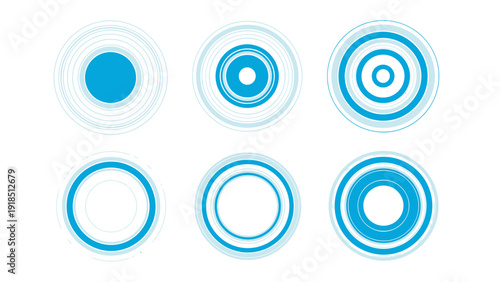 Abstract blue concentric circles design with gradients suitable for graphic resources.