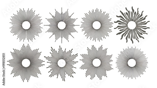 Grid of gray starburst radial textures with circular spikes and geometric repetition.
